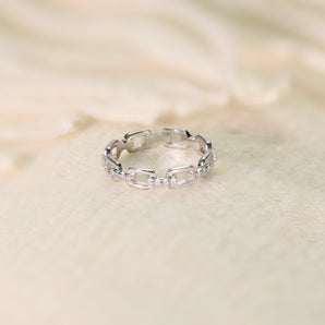 1.0CTW Chain-shaped White CZ Ring