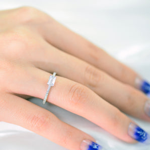 1.0CT Rectangle White CZ Ring