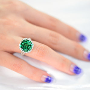 4.0CT Oval Green CZ Ring