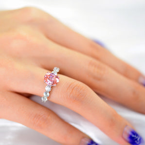 3.0CT Oval Pink CZ Ring