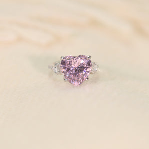 7.0CT Heart Pink CZ Ring