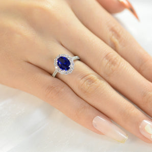 4.0CT Round blue CZ Rings