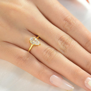 2.0CT Pear Gold CZ Rings