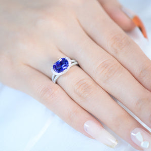 2.5CT Ingots Dark Blue Sapphire CZ Ring