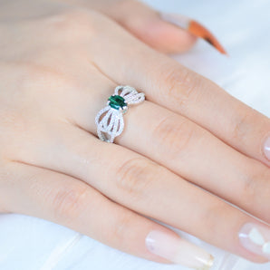 1.0CT Butterfly Green CZ Ring