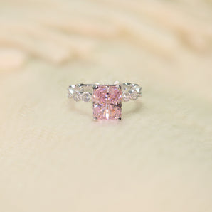 4.0CT Rectangle Pink CZ Ring