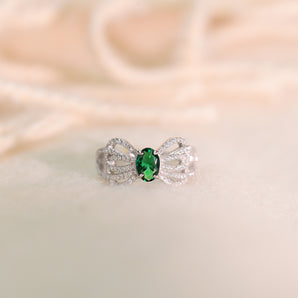 1.0CT Butterfly Green CZ Ring