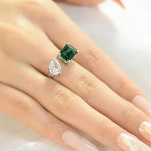 4.0CT Pear and Square CZ Ring