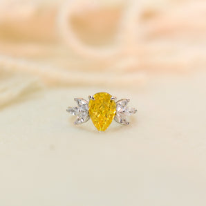 3.0CT Pear Yellow CZ Ring