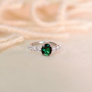 1.5CT Oval Green CZ Ring