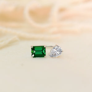 4.0CT Pear and Square CZ Ring