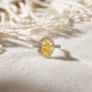 7.0CT Pear Yellow CZ Ring