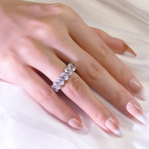 5.0CTW Egg Shaped White CZ Ring