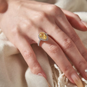 7.0CT Pear Yellow CZ Ring