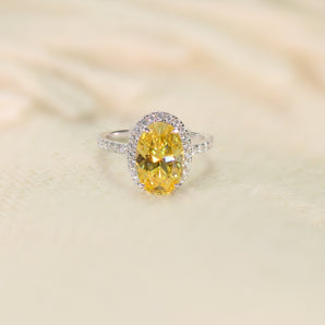 5.0CT Round Yellow CZ Ring