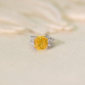 5.0CT Square Yellow CZ Ring